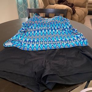 Two pice tank racer back top and short bottom swim suit